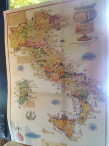 イタリアの地図のポスター